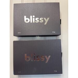 NIB NEW 2 Blissy Gray 100% Mulberry Silk King Size Pillowcases